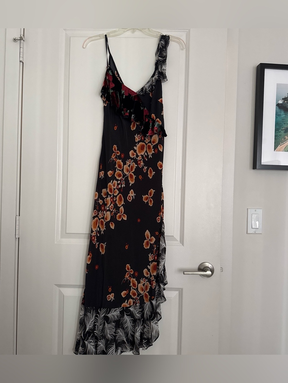 RIXO Black Midi Slip Dress